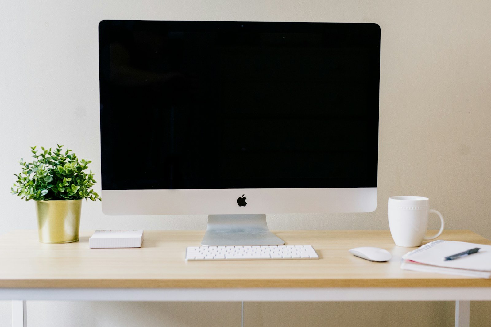 Clean modern office desk with computer